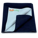 OYO BABY Quickly Dry Sheet for New Born Baby, Extra Absorbent & Anti-Piling Fleece Soft Dry Sheet, Reusable Waterproof Baby Dry Sheet for Toddler Infant, Small Size (Small - 70 cm X 50 cm), Dark Blue