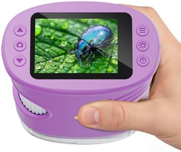 Temodu Kids Microscope 2.0" Screen 1000X Digital Microscope for Kids, Mini Pocket Handheld Microscopes for Children Birthday Festival Gift, Science Education Fun Toys for Boys Girls Ages 4-12 (Purple)