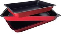 Mantraraj 3 Piece Non Stick Baking Roasting Cooking Trays Set Oven Dish Bakeware Bake Pan Traditional to Bake Fish, Meat, Chicken, Vegetables, Pork Or Any Food You Want to Do