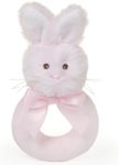 Bearington Collection Baby Lil’ Bunny, 5.5 Inch Pink Soft Stuffed Easter Bunny Rattle, Baby Easter Gifts