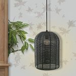 Homesake® Industrial Metal Hanging Pendant Light, Wire Mesh Metal Cage, Black
