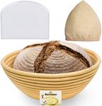 Bread Bosses "9 Inch Bread Banneton Proofing Basket - Baking Bowl Dough Gifts for Bakers Proving Baskets for Sourdough Lame Bread Slashing Scraper Tool Starter Jar Proofing Box