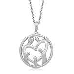 Amazon Collection Sterling Silver Family Pendant Necklace, 18"