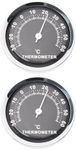 LT Easiyl 2pcs 58mm Car Thermometer Mini Round Car Thermometer Mechanical Analog Temperature Gauge for Car Home Office Workshop, Black