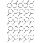 Paxcoo Key Rings 32mm x 3mm with Chain Heavy Duty Heat Treated Silver Glossy Finish Key Rings for Key Chains at Home, Office, Car, Art and Craft, Purse, Backpack, Pet tag, Lanyard - Set of 25 Pieces