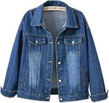 ebossy Women's Candy Color Denim Jacket Relaxed Fit Casual Jean Trucker Jacket, Deep Blue, Small