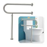 Toilet Grab Bars for Seniors Handicap Hand Rails Floor Mounted Handicap Safety Bars for Shower Toilet Bathroom Rails Grab Bar for Elderly Stainless Steel Toilet Support Rail for Disabled Pregnant