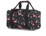 5 Cities 40x20x25 Ryanair Maximum Sized Travel Carry On Under Seat Cabin Holdall Lightweight – Take The Max on Board! with 2 Year Warranty (Black Flamingos)