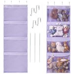 RZMAYIS Over The Door Organizer Storage for Closet, Baby, Plush Toy, Stuffed Animal Holder with 4 Large Pockets, Hanging Door Organizer for Nursery, Bedroom, Bathroom, Kids Room (Purple)