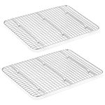 Cooling Rack Set of 2, E-far Stainless Steel Baking Rack for Oven Roasting Cooking Bacon Cooling Cookie Cake, 15.3” x 11.2” Metal Bakeable Mesh Grilling Wire Racks, Non-toxic & Dishwasher Safe