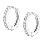 Silver Hoop Earrings for Women, Sterling Silver Small Huggie Hoop Earrings | Hypoallergenic Cubic Zirconia Hoops Earrings Jewellery Gifts for Girls Birthday Wedding