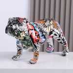 orenm Bulldog Statue Home Decor,Splash Color Graffiti Art Collectible Figurine,Resin Sculptures Crafts Ornaments, Indoor Living Room Office Studio Bookshelf Decor Gifts (C)