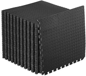 ProsourceFit Exercise Puzzle Mat, EVA Foam Interlocking Tiles Protective and Cushion Flooring for Gym Equipment, Exercise and Play Area, Black - 1/2 Inch - 144 Sq Ft - 36 Tiles