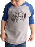 7 ate 9 Apparel Kid's Daddy's Fishing Buddy Blue Baseball Shirt T-Shirt, Blue, 2 Years