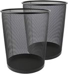 Greenco Small Trash Cans for Home or Office, 2-Pack, 6 Gallon Black Mesh Round Trash Cans, Lightweight, Sturdy for Under Desk, Kitchen, Bedroom, Den, or Recycling Can