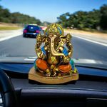 The Decor Culture Ganesh Ji Idol for Home Entrance, Car Dashboard, Office Desk, Gift, Temple Puja and Decoration with Washable Color Brass Look Siddhivinayak Ganpati Murti