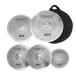 Low Volume Cymbal Pack 14"Hihats 16"Crash 20"Ride Plus a Free 10"Splash Cymbal and Cymbal Bag 5 PCS Drum Mute Cymbal Set