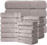 Classic Turkish Towels CTT - 22 Piece Family Towel Set for Bathroom, 100% Turkish Cotton, Quick Dry, Absorbent & Comfy, Includes 4 Bath Towels, 6 Hand Towels & 12 Washcloths | (Light Grey)