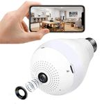 PKST Smart Security Bulb Camera, 1080p 360 Degree Panoramic, Home WiFi Camera, Indoor/Outdoor Wireless VR Surveillance IP Camera for Home/Office with Two Way Audio/Motion Detection (Blub Camera)