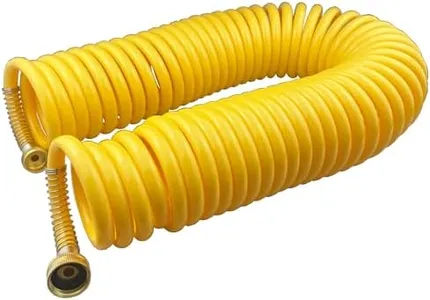 Darnassus Heavy-duty PU Coil Hose, Self-Coiling Garden Hose with Solid Brass Fittings, Retractable, Corrosion Resistant, for Household (50 FT, Yellow)