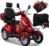 Mobility Scooter，Heavy-Duty 4 Wheel Mobility Scooters for Seniors Adults Electric Mobility Scooter，4 Wheel Scooter，Powered Mobility Scooters，All Terrain Mobility Scooter (XL4L-RED)