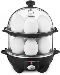 BELLA Double Tier Egg Cooker, Boiler, Rapid Maker & Poacher, Meal Prep for Week, Family Sized Meals: Up To 12 Large Boiled Eggs, Dishwasher Safe, Poaching and Omelet Trays Included, One, Black