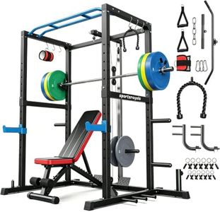 Sportsroyals Power Cage,1600lbs Multi-Function Power Rack with Adjustable Cable Crossover System and More Training Attachment, Home Gym