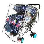 Weather Shield for Double Stroller Raincoat Universal Size Side by Side Baby Umbrella Stroller Rain Cover Scooter Twin Wind Shield Waterproof Jogger City (Side by Side)