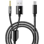 USB C to 3.5mm Car Aux Cable, 2 in 