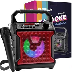 Risebass Portable Karaoke Machine with Microphone - Karaoke System with Party Lights for Kids and Adults - Rechargeable USB Speaker Set with FM Radio SD Card, AUX-in, Birthday Gift for Girls and Boys