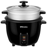 EMtronics EMRCBL1 Rice Cooker 1 Litre with Automatic Cooking and Warmer Function with Removable Non-Stick Bowl, Measuring Cup and Spatula 400W - Black