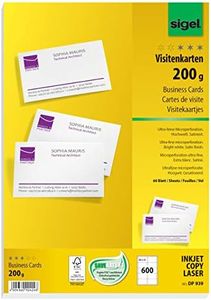 SIGEL DP939 600 Cartes de visite imprimables et prédécoupées, 8,5 x 5,5 cm, 200g/m², blanc