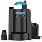 BOMGIE 1/3 HP Automatic Submersible Water Pump, 2250GPH Sump Pump Portable Electric Utility Pump Removal for Pool Draining Basement Hot Tubs Garden Pool Cover Pond with 20ft Power Cord