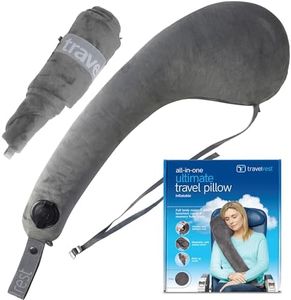 Travelrest All-in-One Coussin de Voyage Gonflable Pliable Lavable avec Ceinture – Soutient la Tete et Le Nuque pour Voyager en Avion, Train, Bus – Design Ergonomique Innovant