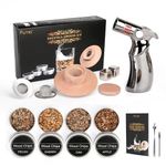 Funria Cocktail Smoker Kit with Torch Whiskey Smoker Kit 4 Flavors Wood Chips Old Fashioned Smoker Kit for Infuse Cocktail Drink Smoker Gift Set for Dad Husband Men Birthday Father's Day (No Butane)