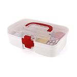 Cello Medico Small First Aid Box | BPA-Free Emergency Indoor Outdoor Medical Utility Cabinet Organizer | Light Weight & Portable Handle | Plastic Medical Box | Transparent