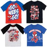 Marvel Avengers Spidey and His Amazing Friends 4 Pack T-Shirts Toddler to Big Kid, Red/Blue, 4 Years