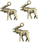 10 Moose 3D Bronze Tone Charms Jewelry Making Supply DIY Crafts