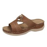 DFEK Orthopedic Sandals for Women UK Summer Slip On Orthopedic Slide Sport Sandals Platform Soft Sole Casual Ladies Bunions Arch Support Beach Sandals 6 3-Brown