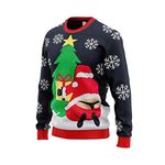 JAP Christmas- Christmas Jumper - Funny Christmas Sweater for Men, Women and Children - Santa String - M Blue