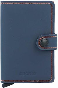 Secrid Leather Mini Wallet, Matte Night Blue/Orange