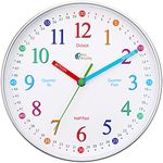 Telling Time Teaching Clock, Silent Non Ticking Analog Battery Operated Learning Clock for Kids, Perfect Room & Wall Decor for School Classrooms, Playrooms and Kids Bedrooms