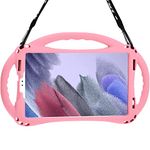 TopEsct Kids Case for Samsung Galaxy Tab A7 Lite 8.7 Inch 2021, Lightweight Kid-Proof Cover with Kickstand & Three Handles and Strap for Galaxy Tab A7 Lite 8.7 Inch (SM-T220/T225/T227) (Pink)