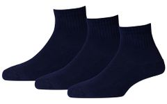 RC. ROYAL CLASS Kids Organic Cotton Solid Ankle Length Cushioned Sole Navy Blue School/Uniform/Formal/Casual Socks for Boys & Girls (Pack of 3 Pairs)(12-14 Years)