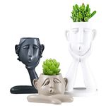 Notakia Succulent Plant Pots White Head Bust Sculpture Statue Vase Indoor Outdoor Resin Figurine Home Decor Gift for Living Room -Plants Not Included(3 Per Set)…