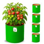 ORGANIC BAZAR 12x12 Grow Bags for Terrace Garden, Premium UV-Protected HDPE Green-Orange Planters for Vegetable Plants for Indoor-Outdoor Garden (Pack of 5)
