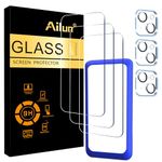 Ailun 3 Pack Screen Protector for iPhone 15 Plus [6.7 inch] + 3 Pack Camera Lens Protector,Case Friendly Tempered Glass Film,[9H Hardness] - HD[6 Pack]