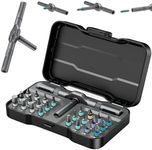 24 in 1 Magnetic Ratchet Screwdriver Set, Upgrade DIY Screwdriver 24 in 1 Multi Bit Magnetic Drive Set with Detachable Ratchet Handle, Multipurpose Repair Tool Kit for Furniture Computer Bicycle