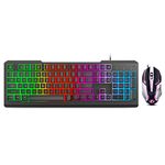 Gaming Keyboard and Mouse Combo USB Wired Floating Keyboard Quiet Ergonomic with RGB Light - axGear