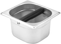 Coffee Knock Box,Espresso Dump Bin,Coffee Bin,Stainless Steel Espresso Knock Box Built-in Container for Coffee Ground 6.3 x 6.89 x 3.7 inch (Square)